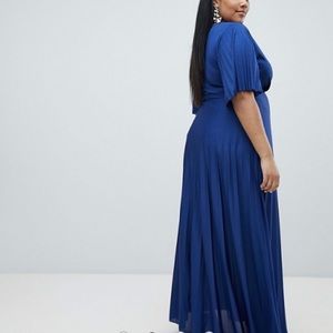 ASOS Size 20 Blue Pleated Long Dress New